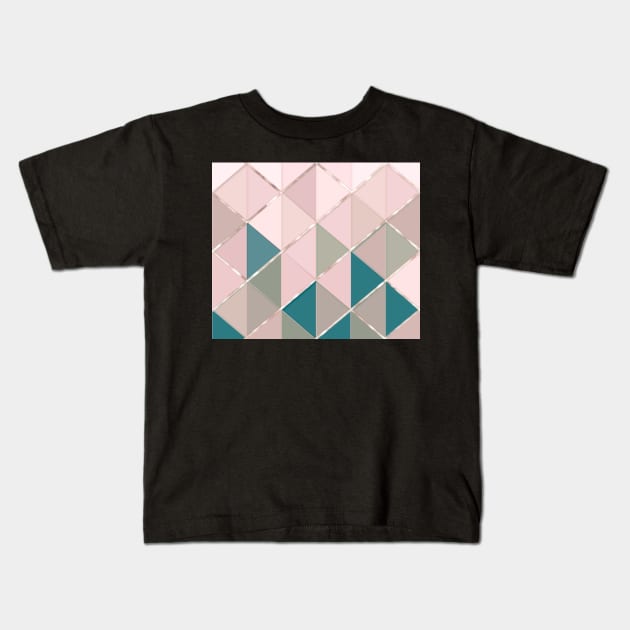 Soft pastel geometry with metallic lines Kids T-Shirt by CreaKat